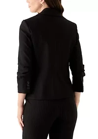 Women's One Button Ruched Sleeve Blazer