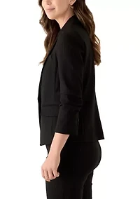 Women's One Button Ruched Sleeve Blazer