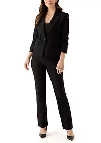 Women's One Button Ruched Sleeve Blazer