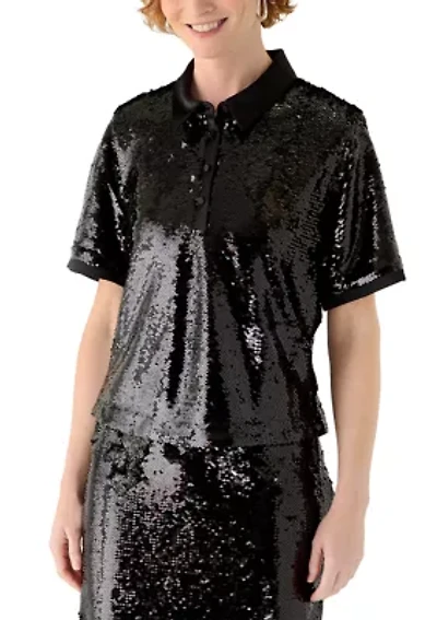 Women's Button Down Sequin Top