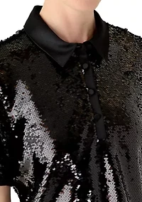 Women's Button Down Sequin Top