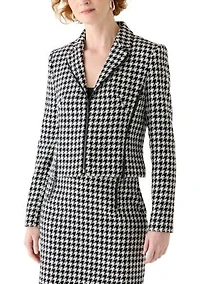 Women's Houndstooth Blazer with Zippers
