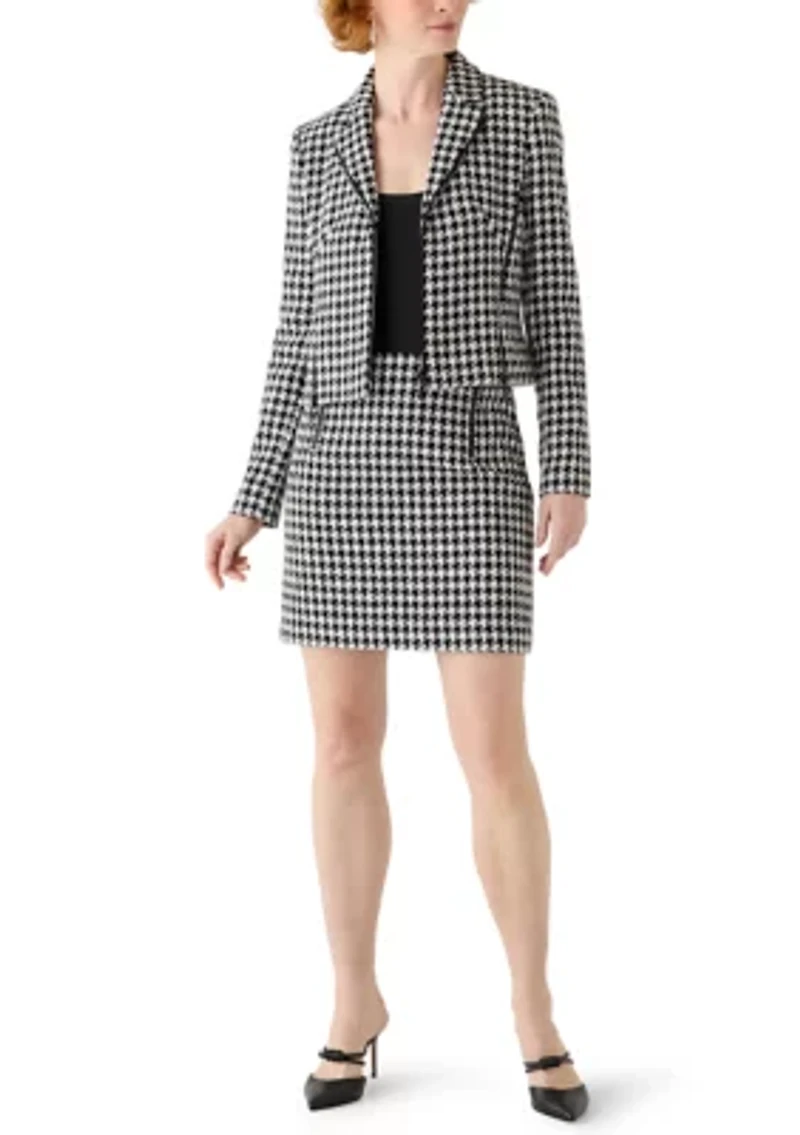 Women's Houndstooth Blazer with Zippers