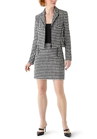 Women's Houndstooth Blazer with Zippers