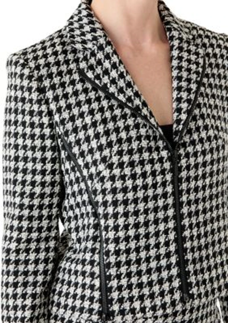 Women's Houndstooth Blazer with Zippers