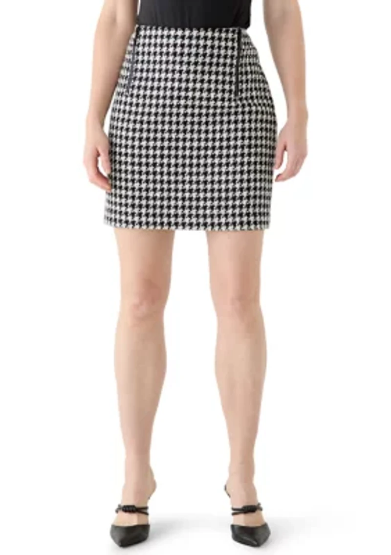 Women's Houndstooth Skirt with Zippers