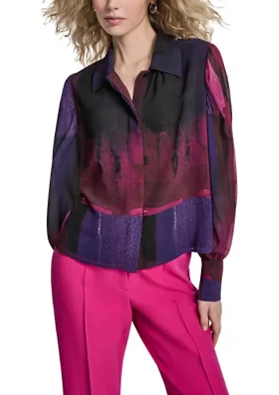 Women's Long-Sleeve Cuff Button-Down Top