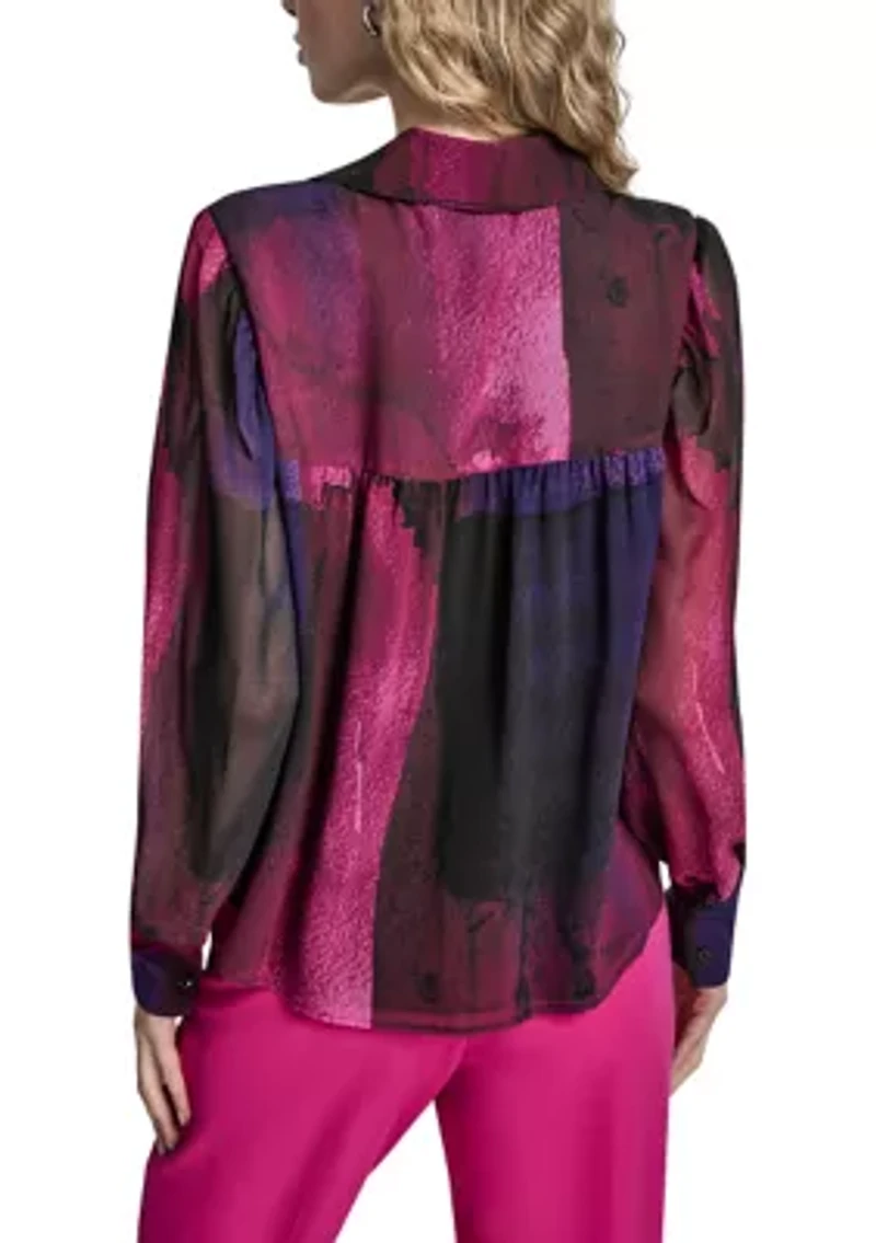 Women's Long-Sleeve Cuff Button-Down Top