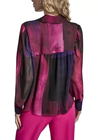 Women's Long-Sleeve Cuff Button-Down Top