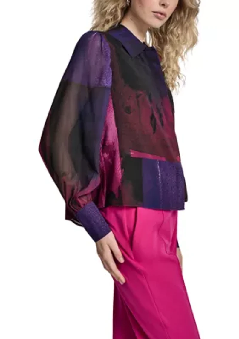 Women's Long-Sleeve Cuff Button-Down Top