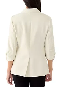 Women's Ruched Sleeve One Button Blazer
