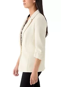 Women's Ruched Sleeve One Button Blazer