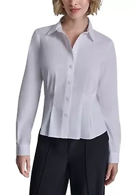 Women's Pleated Button Front Shirt