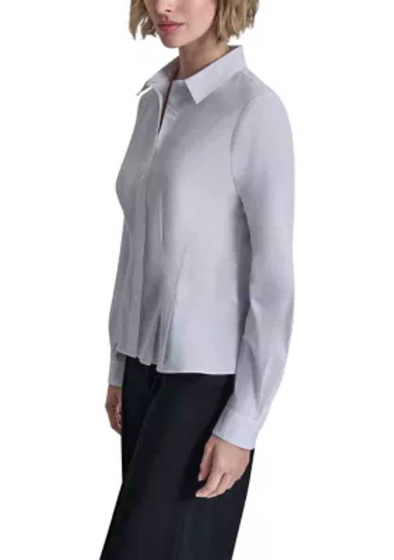 Women's Pleated Button Front Shirt