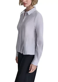 Women's Pleated Button Front Shirt