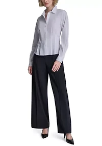 Women's Pleated Button Front Shirt