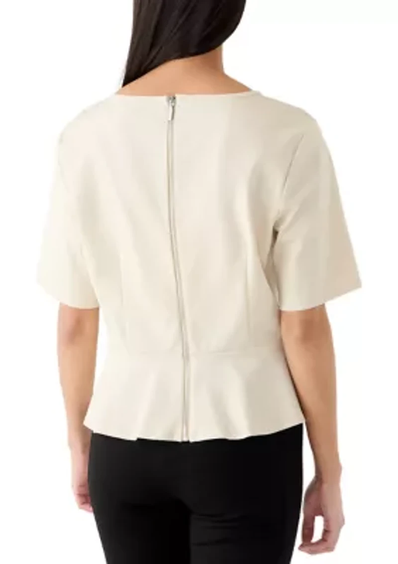 Women's Ponte Knit Peplum Top