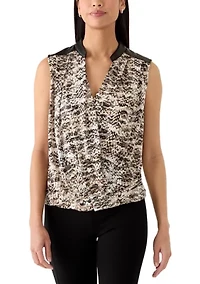 Women's Snake Print Knit Wrap Top