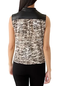 Women's Snake Print Knit Wrap Top