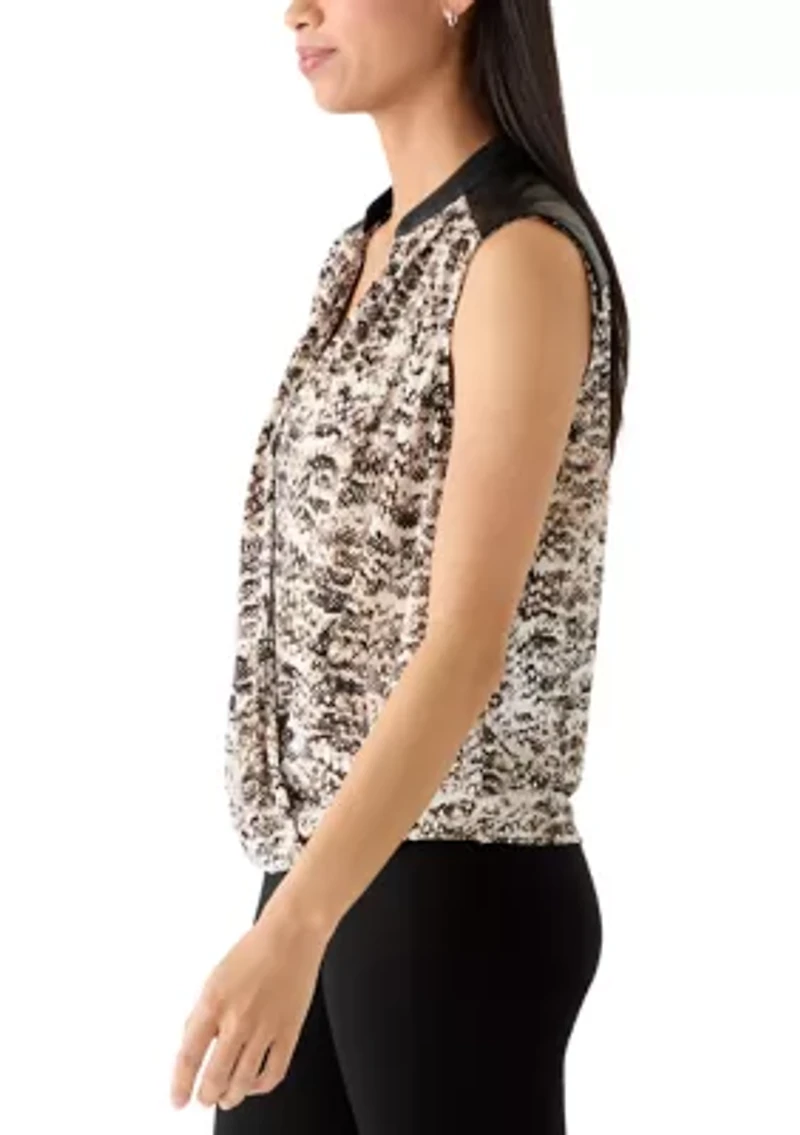 Women's Snake Print Knit Wrap Top