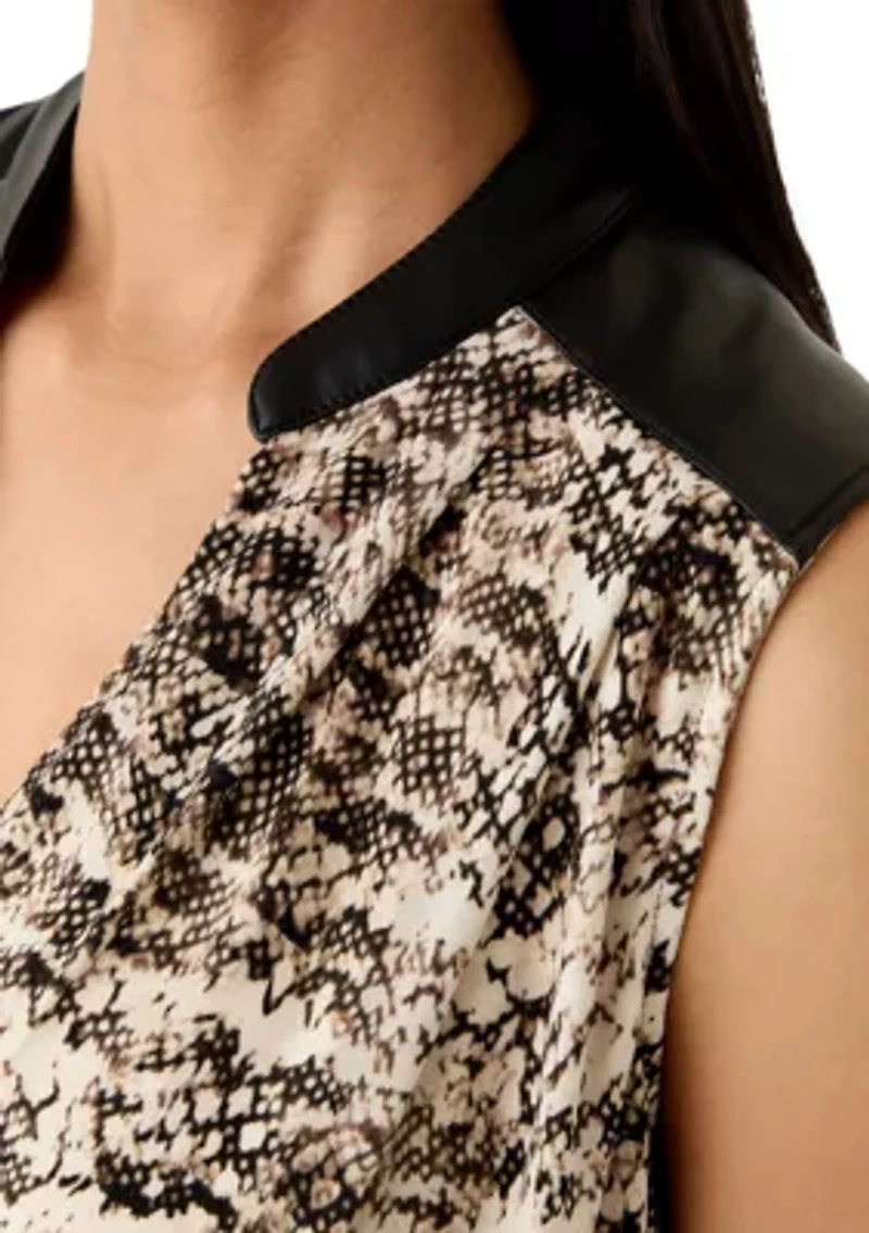 Women's Snake Print Knit Wrap Top