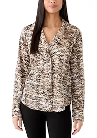 Women's Long Sleeve Snake Print Shirt