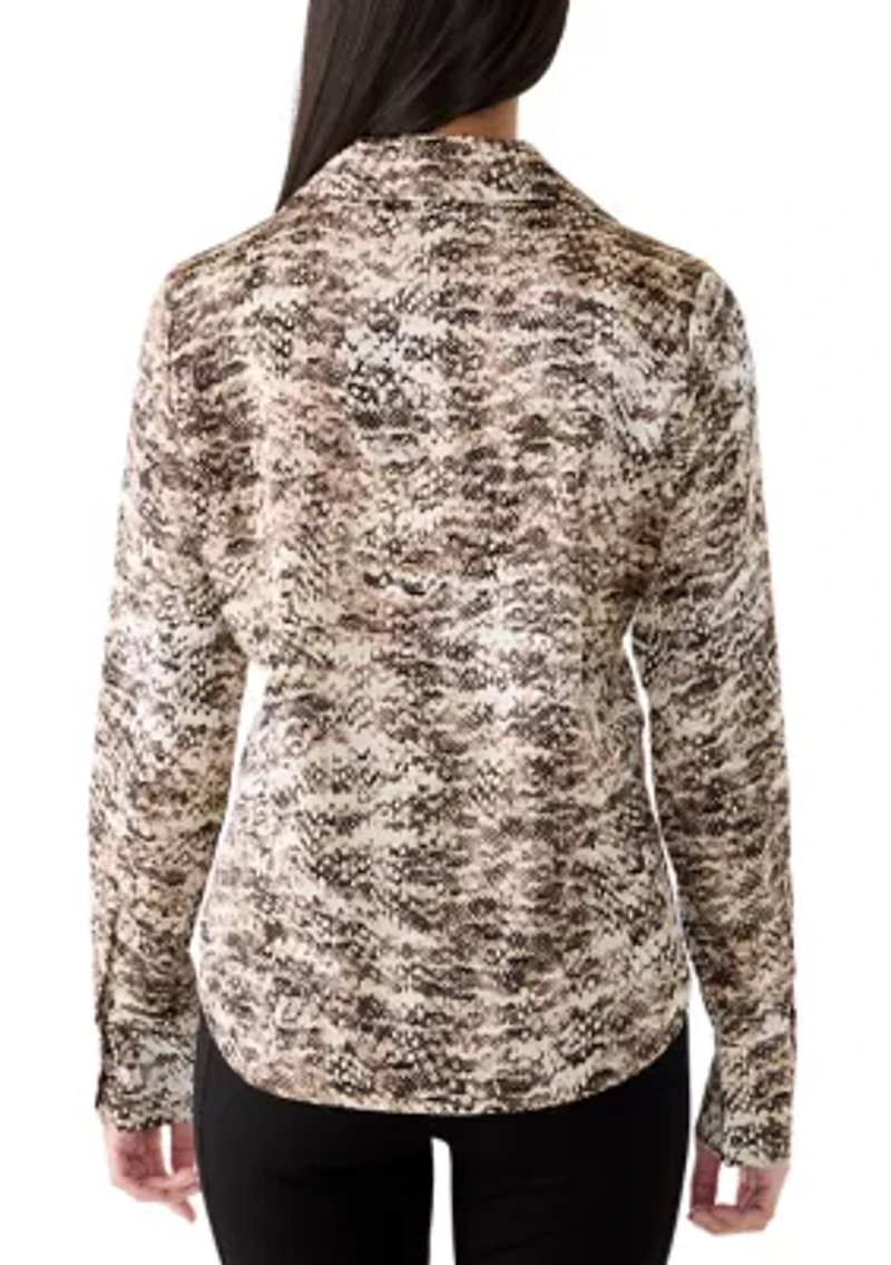 Women's Long Sleeve Snake Print Shirt