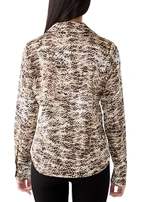 Women's Long Sleeve Snake Print Shirt