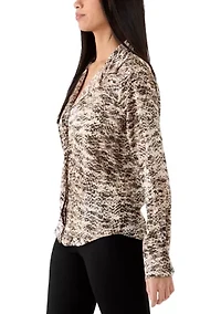 Women's Long Sleeve Snake Print Shirt