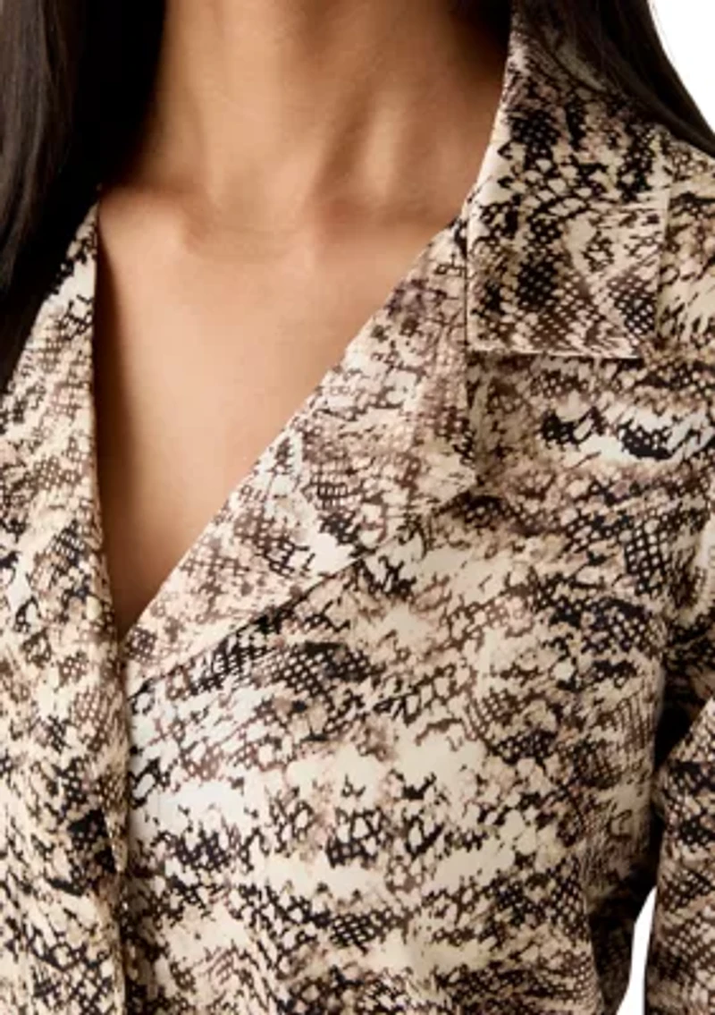 Women's Long Sleeve Snake Print Shirt