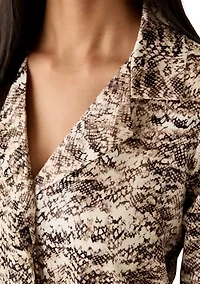 Women's Long Sleeve Snake Print Shirt