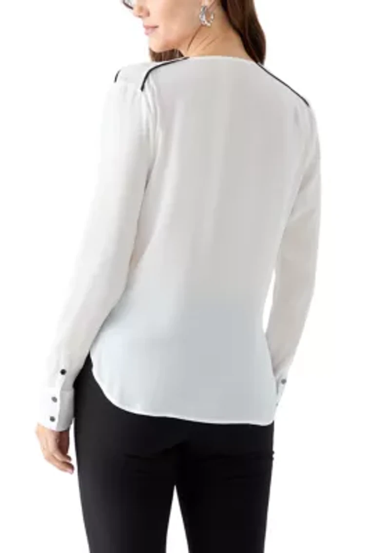 Women's Long Sleeve V-Neck Blouse