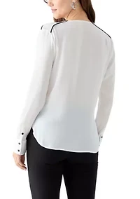 Women's Long Sleeve V-Neck Blouse
