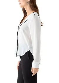 Women's Long Sleeve V-Neck Blouse