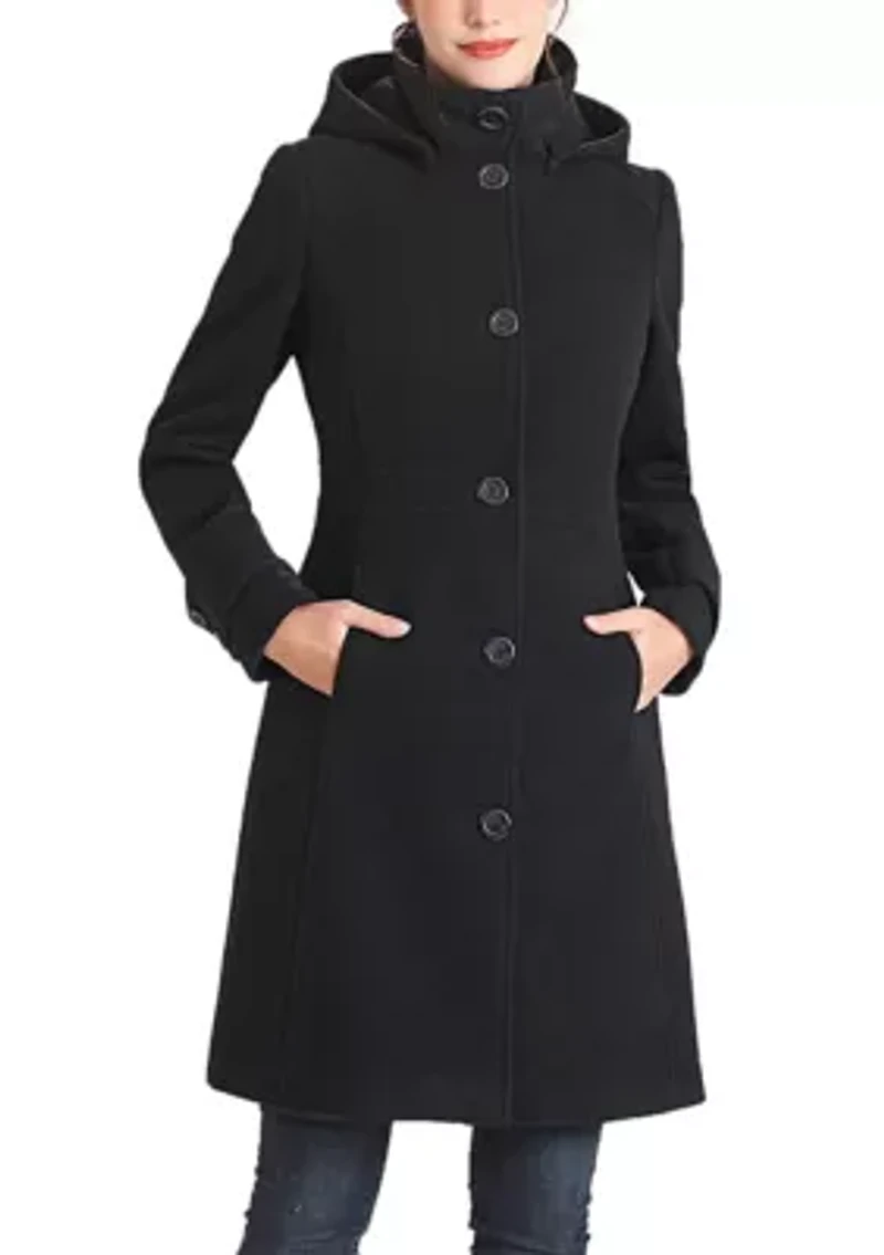 Ines Hooded Stand Collar Wool Coat