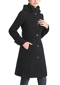 Ines Hooded Stand Collar Wool Coat