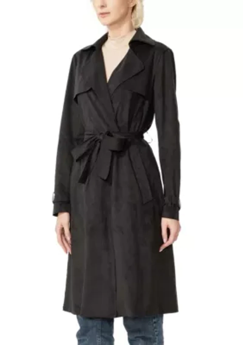 Aria Long Suede Trench Coat