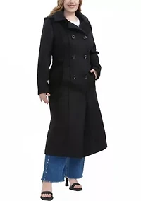 Plus Hooded Wool Blend Long Coat