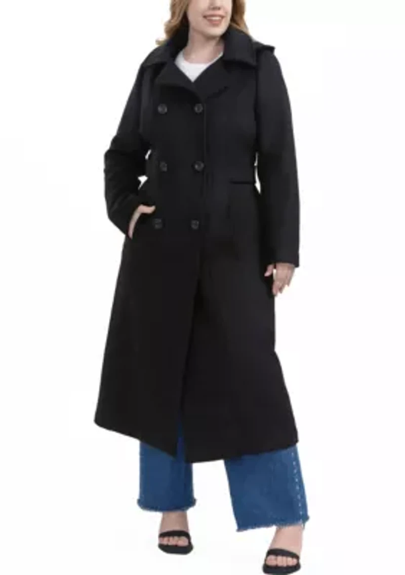 Plus Hooded Wool Blend Long Coat