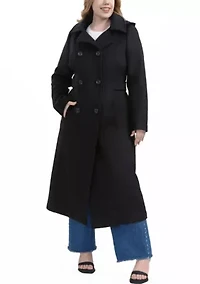 Plus Hooded Wool Blend Long Coat
