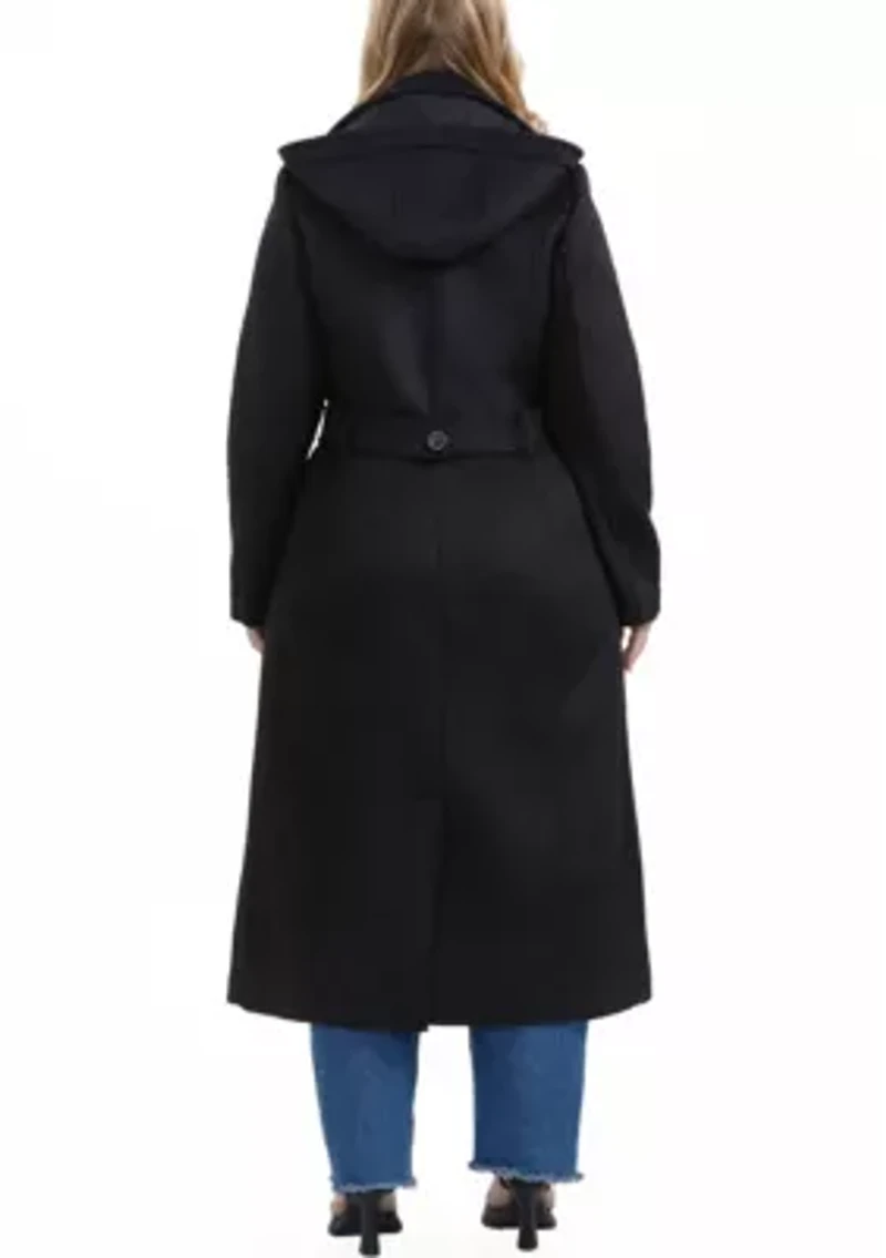 Plus Hooded Wool Blend Long Coat