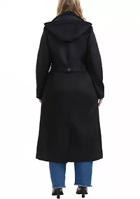 Plus Hooded Wool Blend Long Coat