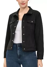 Women's Faux Suede Trucker Jacket
