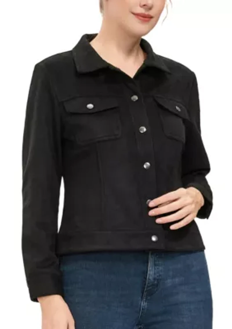 Women's Faux Suede Trucker Jacket