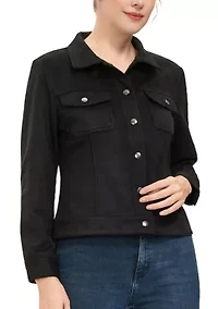Women's Faux Suede Trucker Jacket