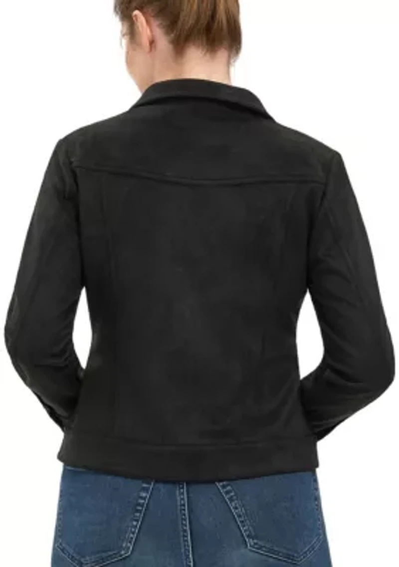 Women's Faux Suede Trucker Jacket