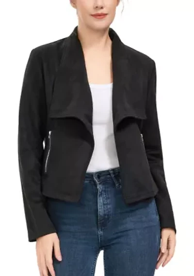 Women's Faux Suede Open Front Jacket