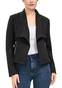 Women's Faux Suede Open Front Jacket