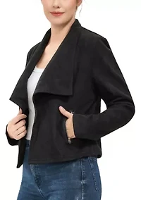 Women's Faux Suede Open Front Jacket
