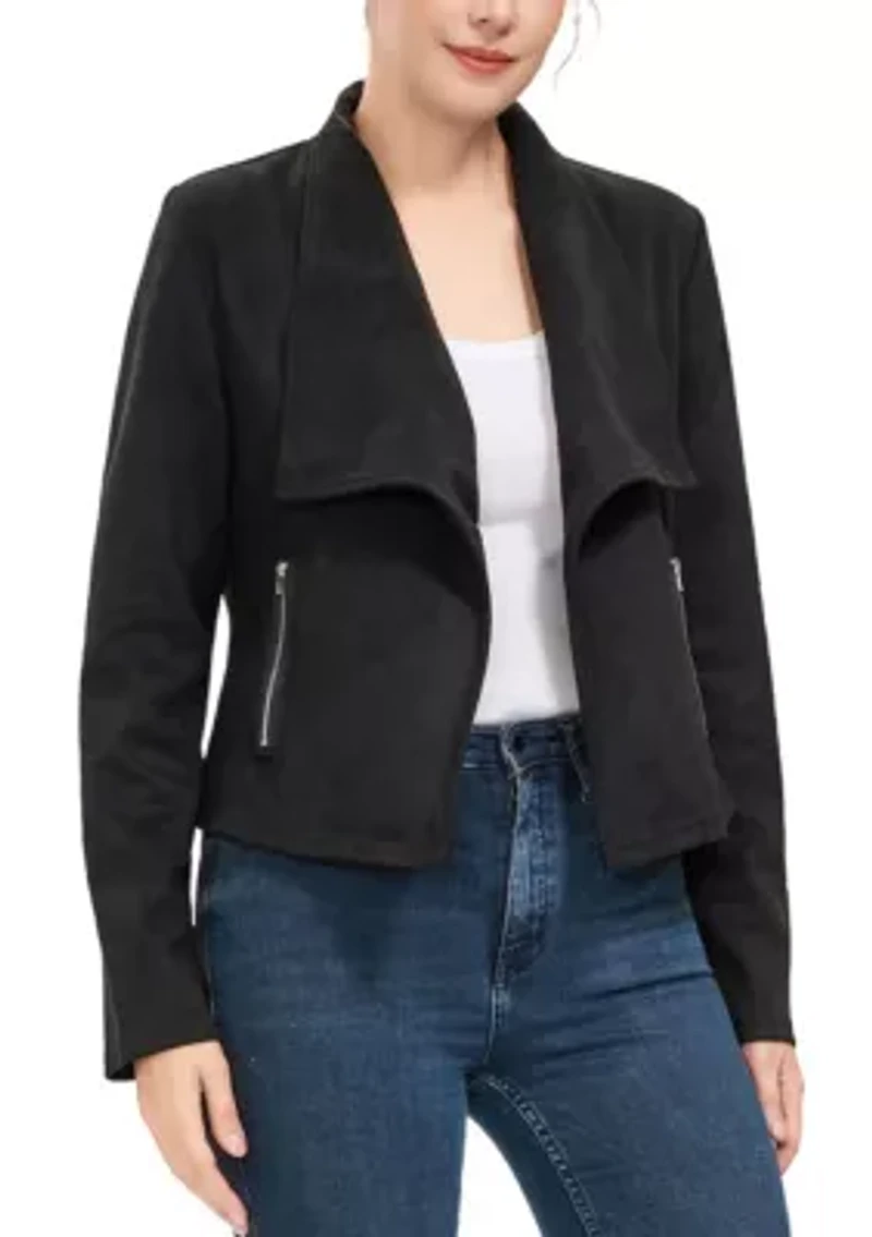 Women's Faux Suede Open Front Jacket